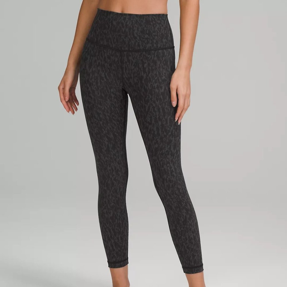 Lululemon Align Pant 25” Black Leopard/Camo Deep Coal Size 4